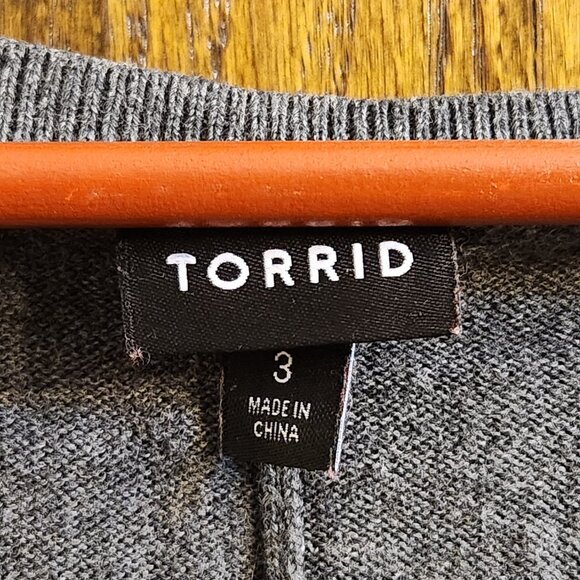 Torrid Size 3 (22/24W) Grey Knit Sweater Lace-Up Mini Skater Dress EUC - Picture 9 of 12